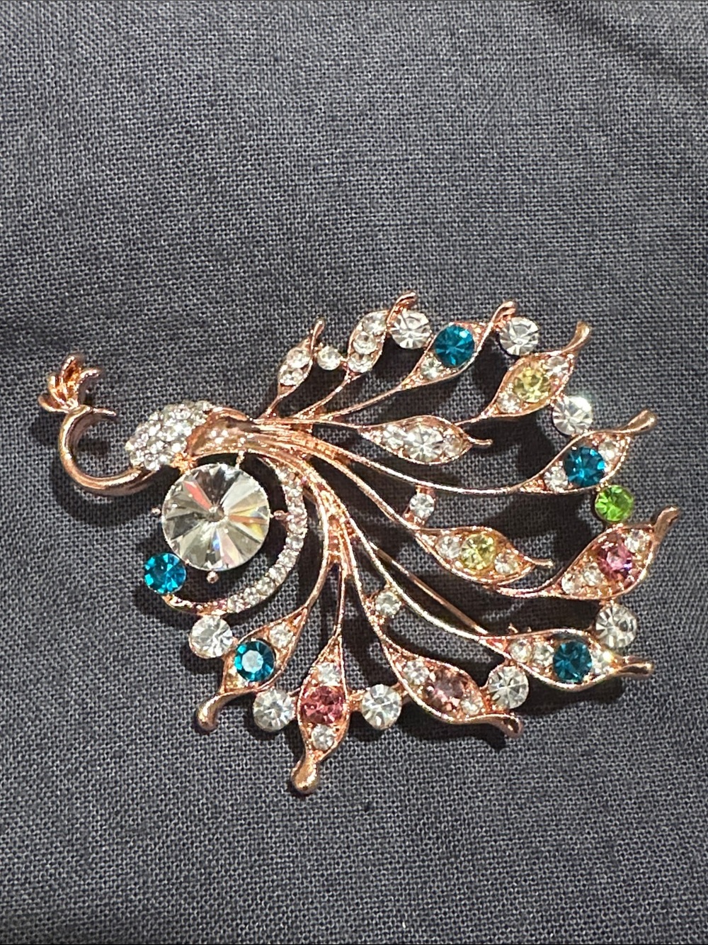 Rose gold-tone Peacock brooch